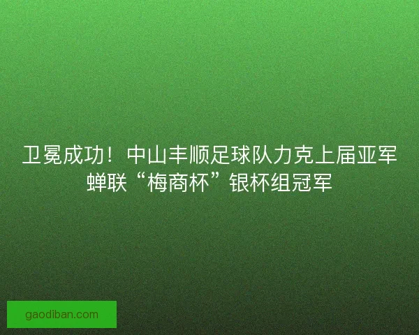卫冕成功！中山丰顺足球队力克上届亚军蝉联 “梅商杯” 银杯组冠军